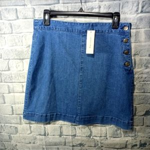 Harper Heritage Blue Jean Side Buttoned Mini Skirt